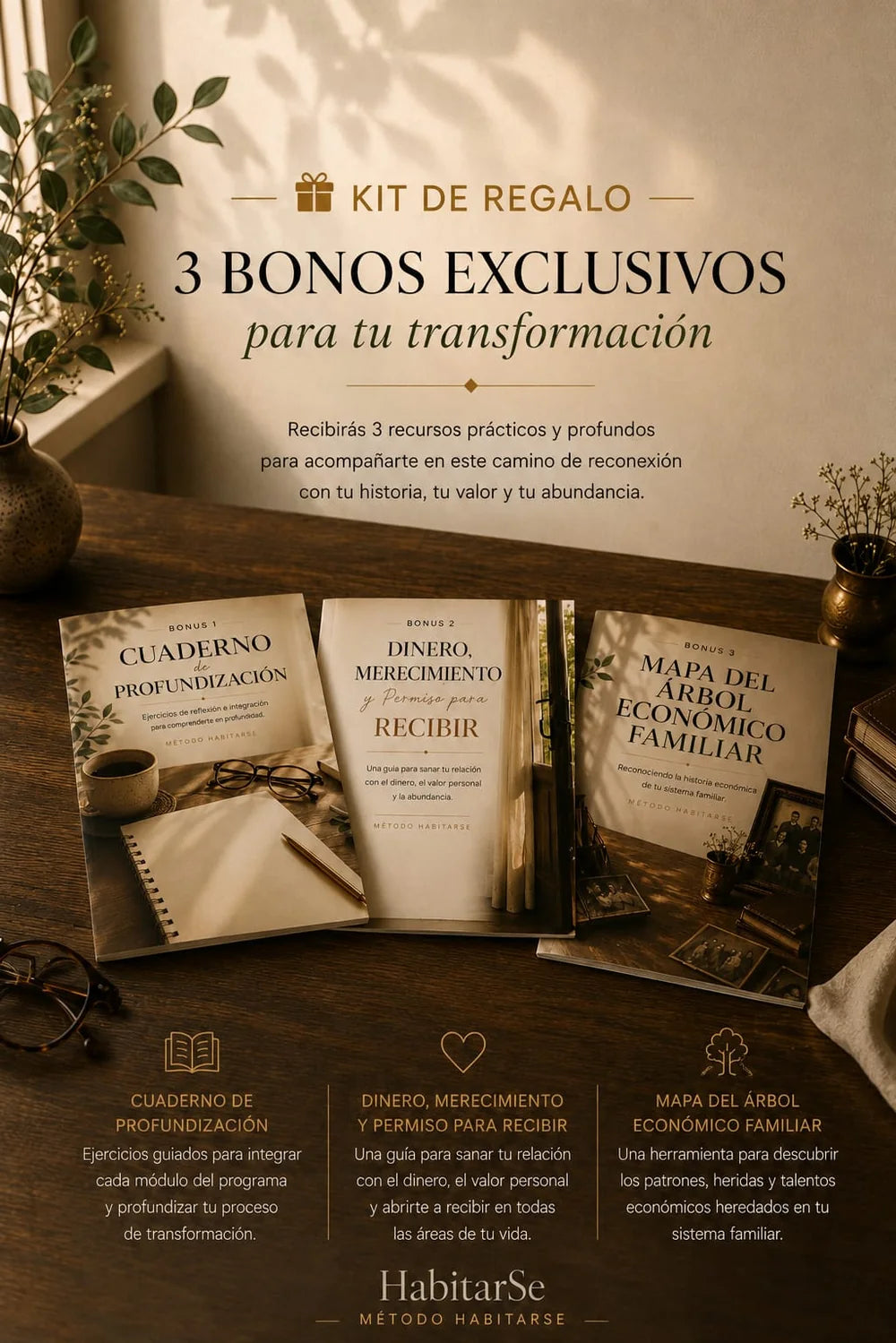 Kit de regalo con los tres bonos exclusivos de HabitarSe